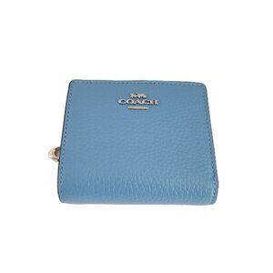 Coach CBO77 Snap Wallet Shiny Pebbled Leather Small Clutch Pool